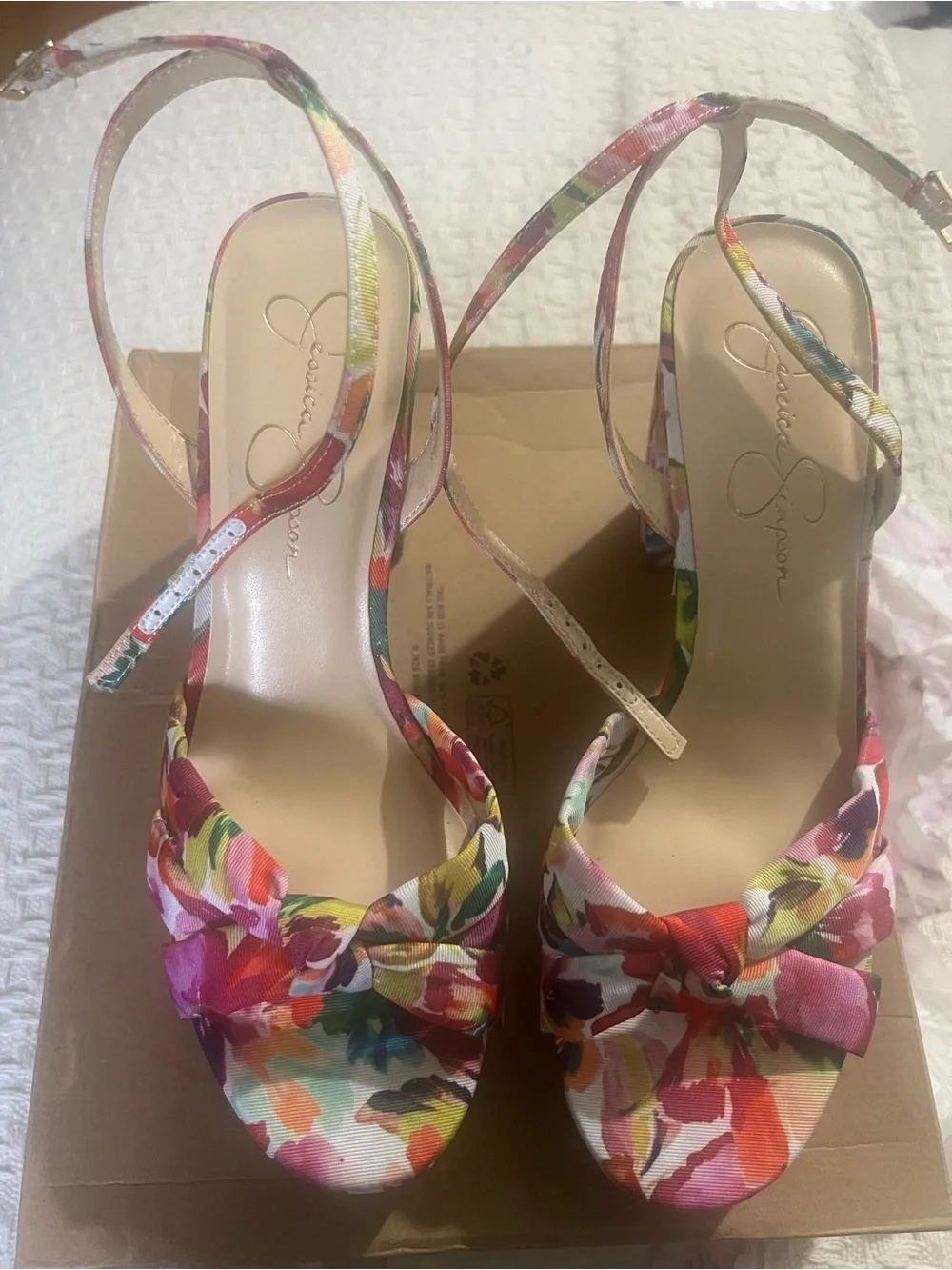 Jessica Simpson Multi-Color Floral Platform Sandal - Pink & Green